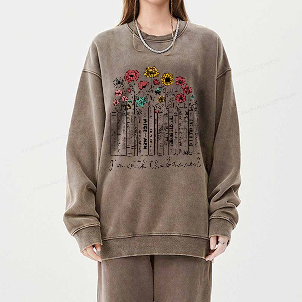 Pagewings Banned Books Shirt Unisex Washed Sweatshirt