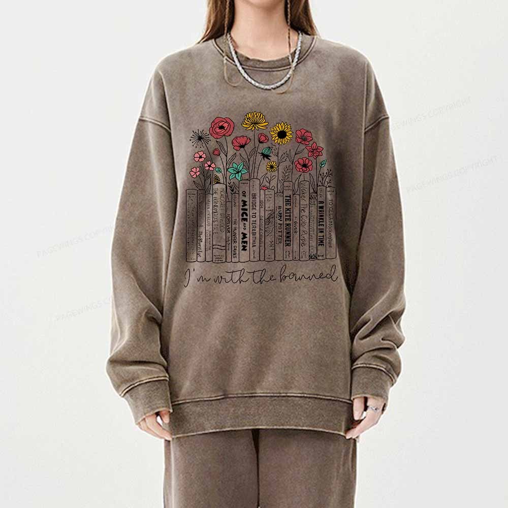 Pagewings Banned Books Shirt Unisex Washed Sweatshirt
