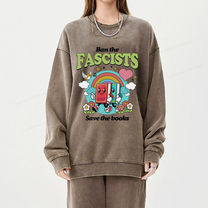 Pagewings Ban the Fascists Save the Books Unisex Washed Sweatshirt