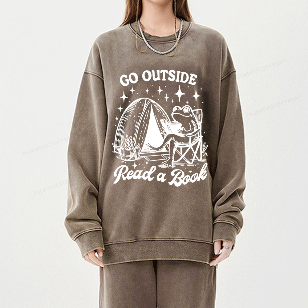 Pagewings Go Outside Unisex Washed Sweatshirt