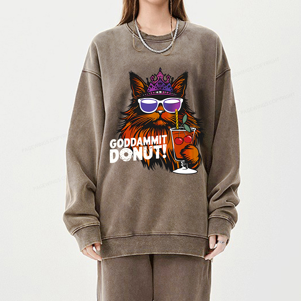 Pagewings Goddammit Donut Unisex Washed Sweatshirt