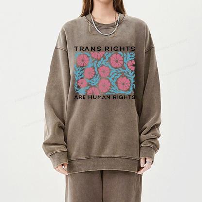 Pagewings Trans Rights Are Human Rights Unisex Washed Sweatshirt