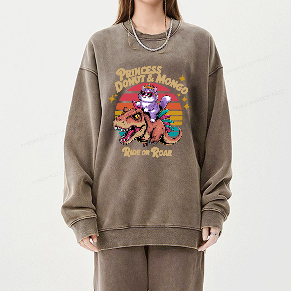 Pagewings Princess Donut & Mongo Unisex Washed Sweatshirt