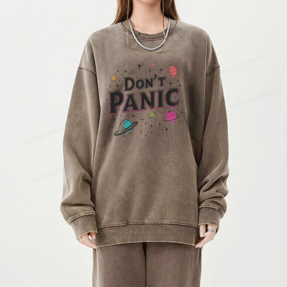 Pagewings Don't Panic Unisex Washed Sweatshirt