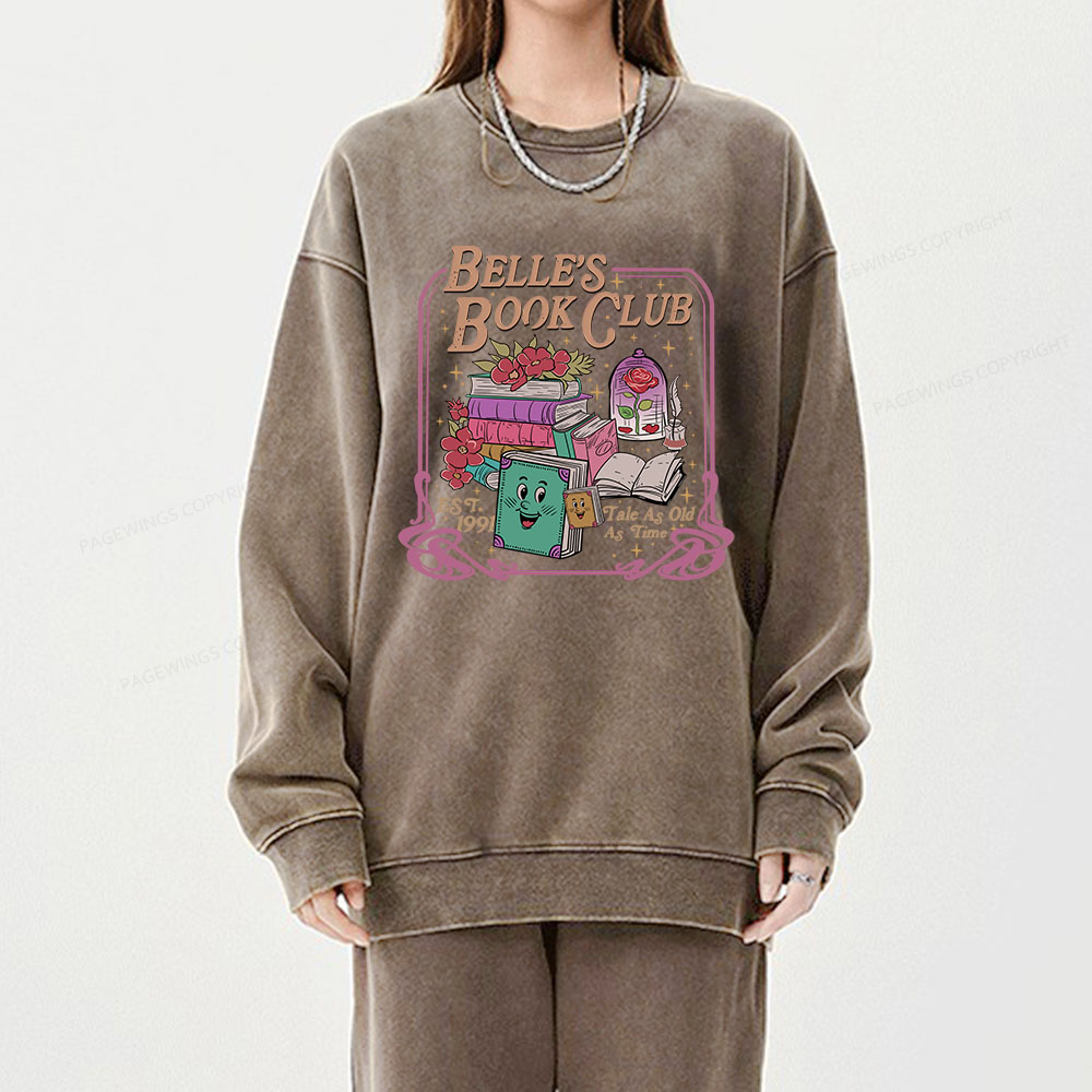 Pagewings Belle's Book Club Unisex Washed Sweatshirt