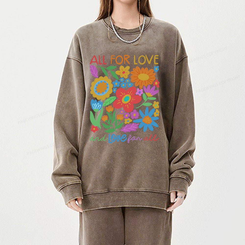 Pagewings All For Love Unisex Washed Sweatshirt