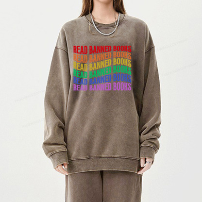 Pagewings Read Banned Books Unisex Washed Sweatshirt