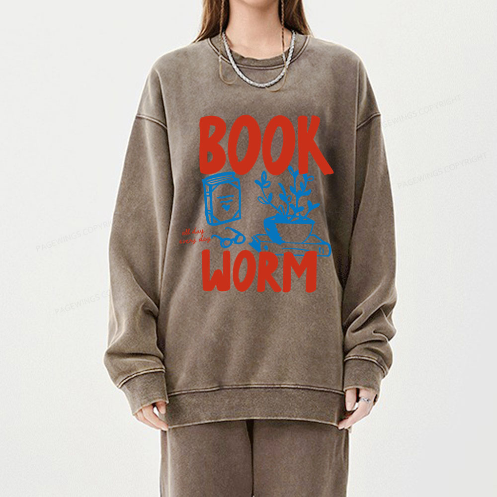Pagewings Bookworm Unisex Washed Sweatshirt