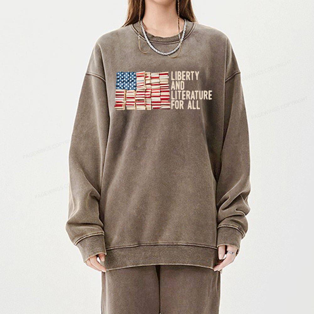 Pagewings Liberty And Literature For All Unisex Washed Sweatshirt
