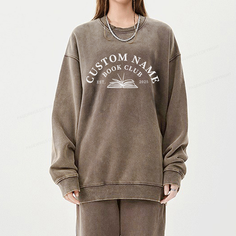 Pagewings Personalized Custom Book Club Unisex Washed Sweatshirt