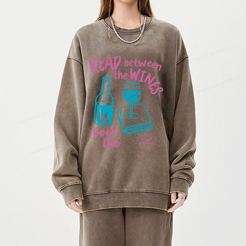 Pagewings Wine Lover Book Club Unisex Washed Sweatshirt