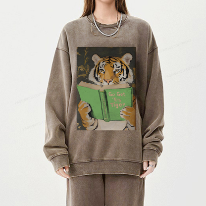 Pagewings Motivational Tiger Unisex Washed Sweatshirt
