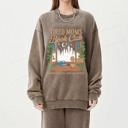 Pagewings Tired Moms Book Club Unisex Washed Sweatshirt