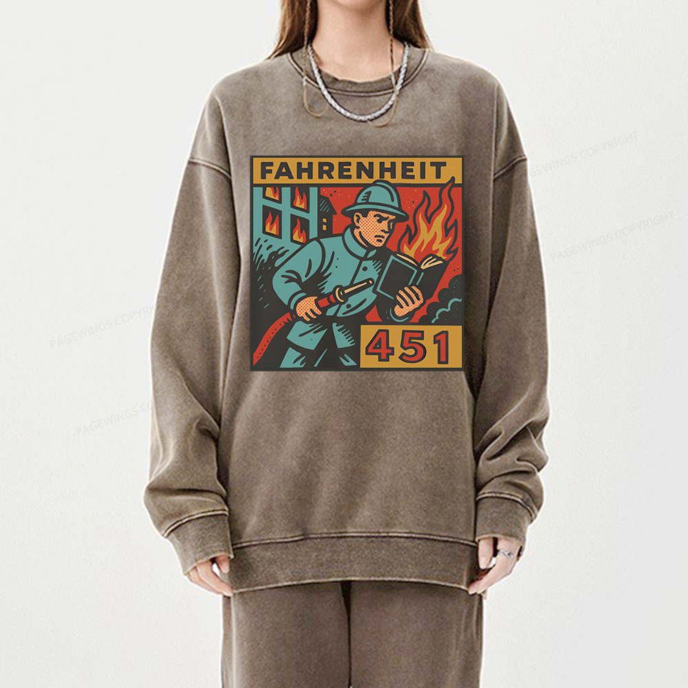 Pagewings Literature 451 Unisex Washed Sweatshirt