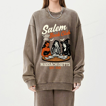 Pagewings Salem Book Club Unisex Washed Sweatshirt