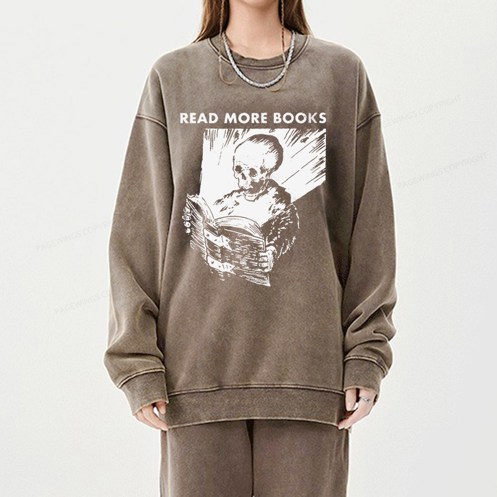 Pagewings Read More Books Unisex Washed Sweatshirt