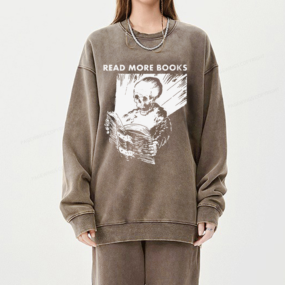 Pagewings Read More Books Unisex Washed Sweatshirt