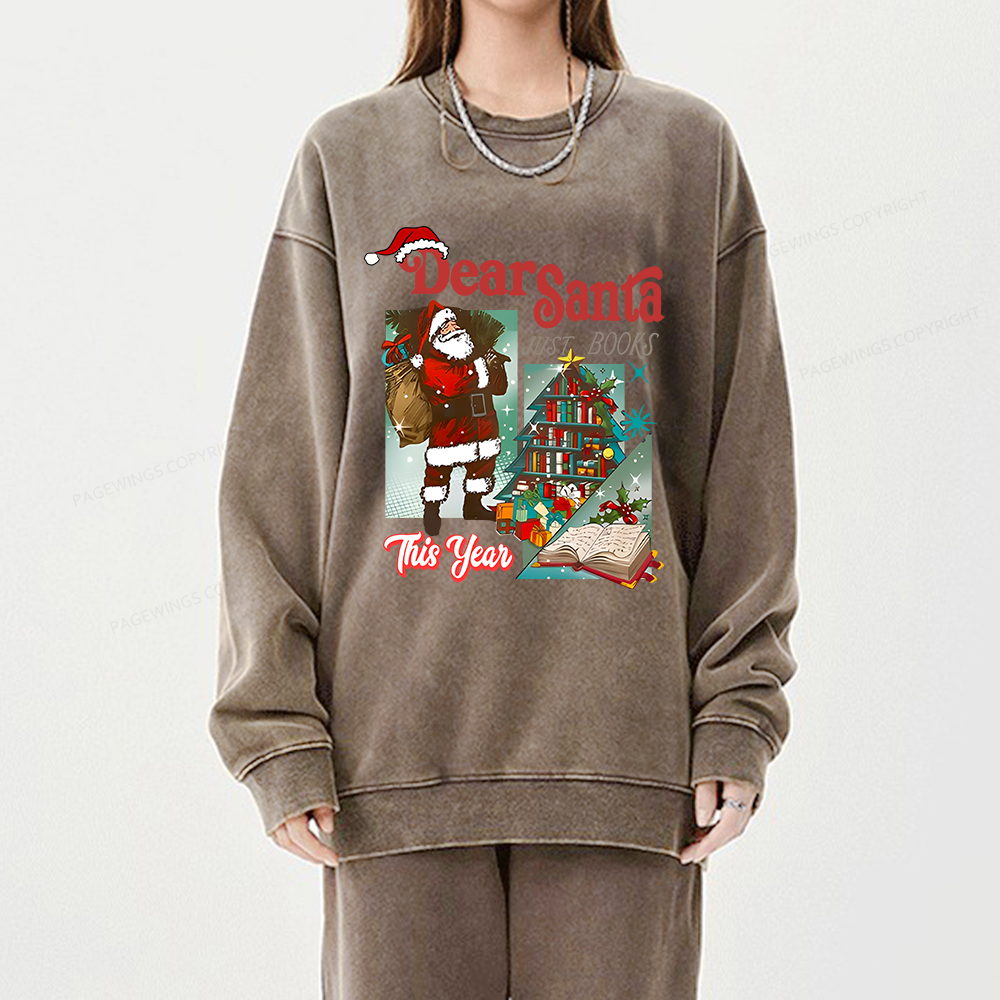 Pagewings Christmas Santa Reader Holiday Unisex Washed Sweatshirt