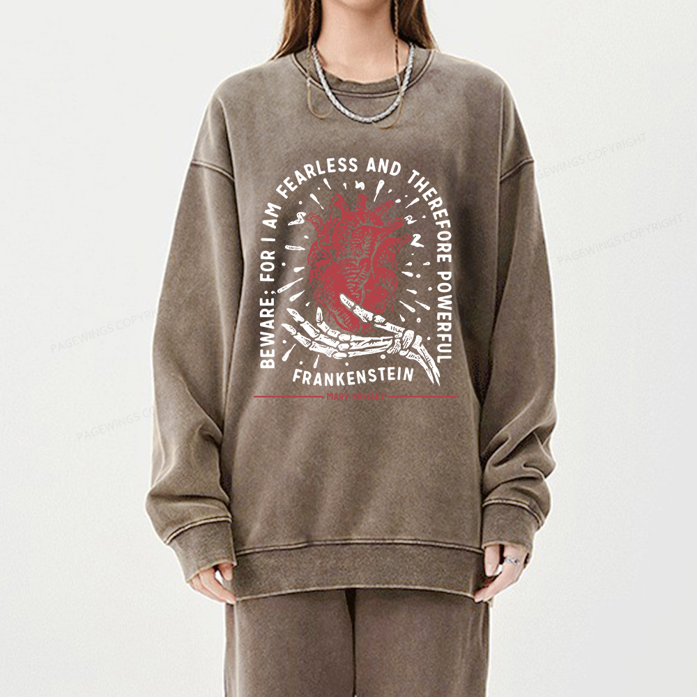 Pagewings For I Am Fearless And Therefore Powerful Unisex Washed Sweatshirt