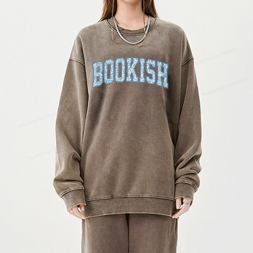 Pagewings Bookish Book Lover Unisex Washed Sweatshirt