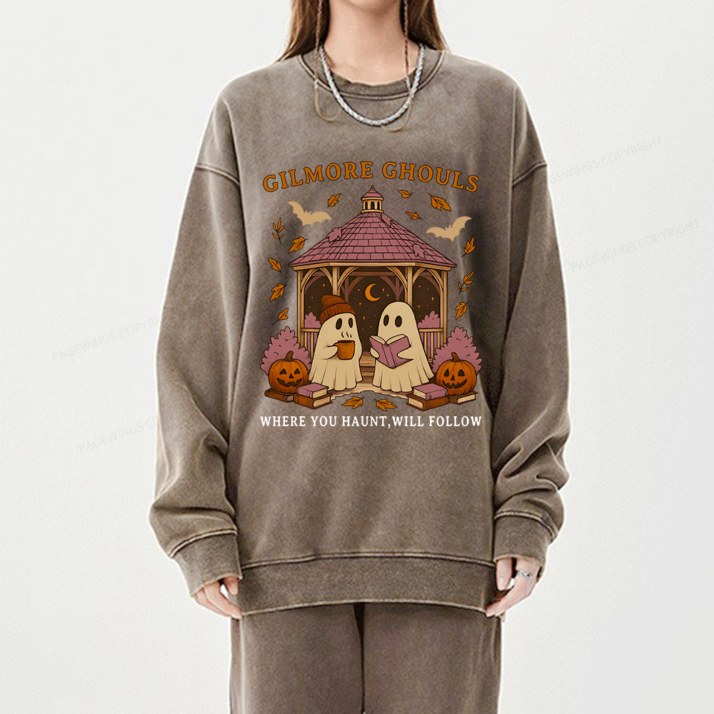 Pagewings Gilmore Ghouls Unisex Washed Sweatshirt