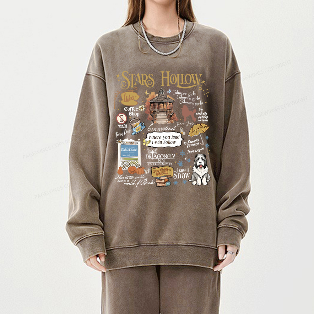 Pagewings Stars Hollow Unisex Washed Sweatshirt