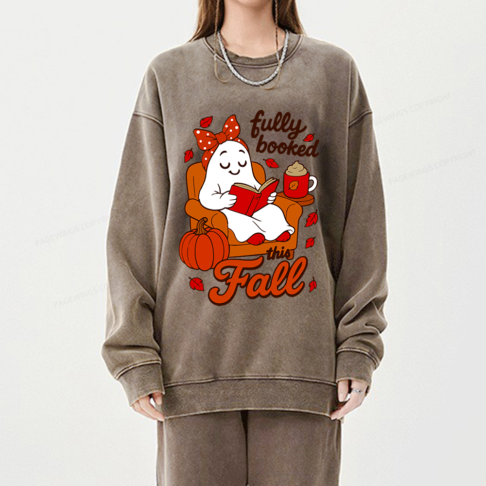 Pagewings All Booked For Fall Unisex Washed Sweatshirt