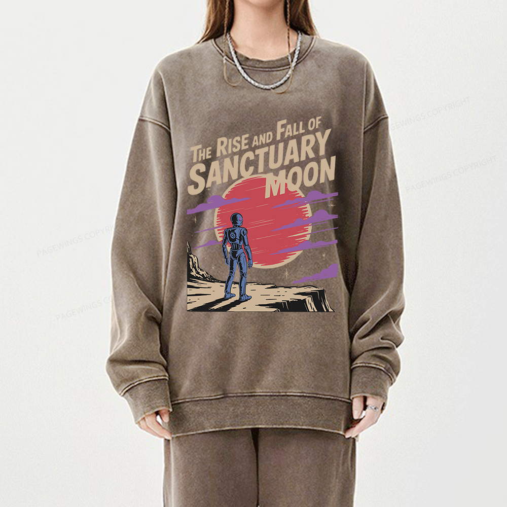 Pagewings The Rise And Fall Of Sanctuary Moon Unisex Washed Sweatshirt