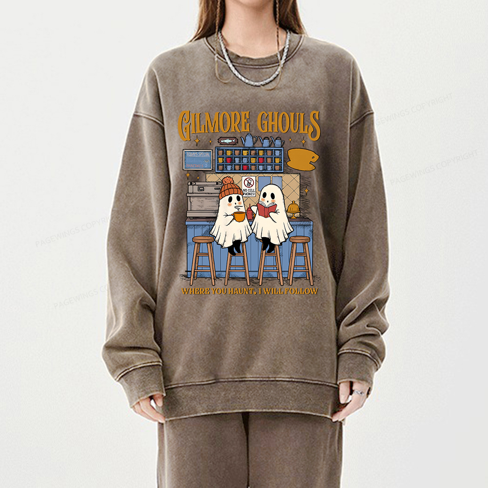 Pagewings Gilmore Ghouls Unisex Washed Sweatshirt