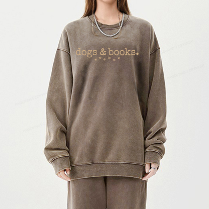 Pagewings Dogs & Books Unisex Washed Sweatshirt