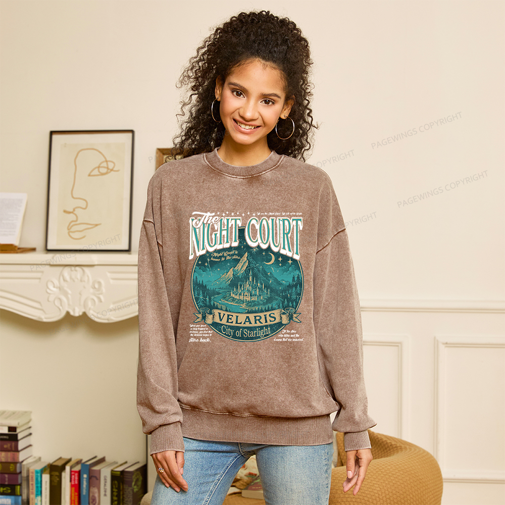 Pagewings The Night Court Unisex Washed Sweatshirt