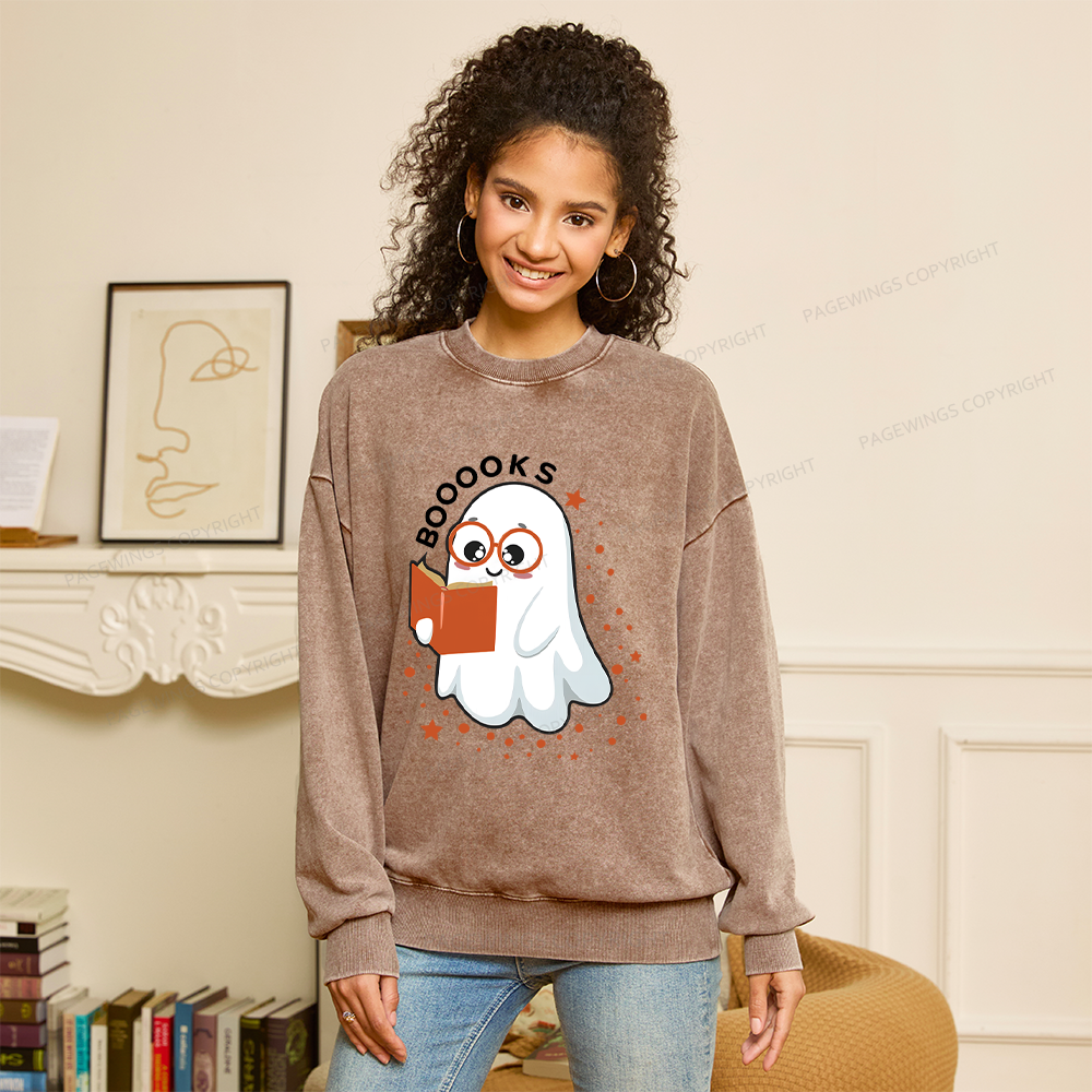 Pagewings Booooks Unisex Washed Sweatshirt