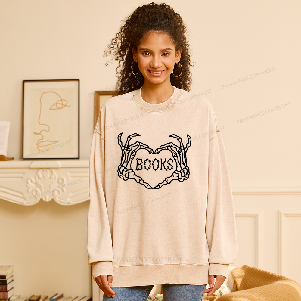 Pagewings Spooky Books Unisex Washed Sweatshirt