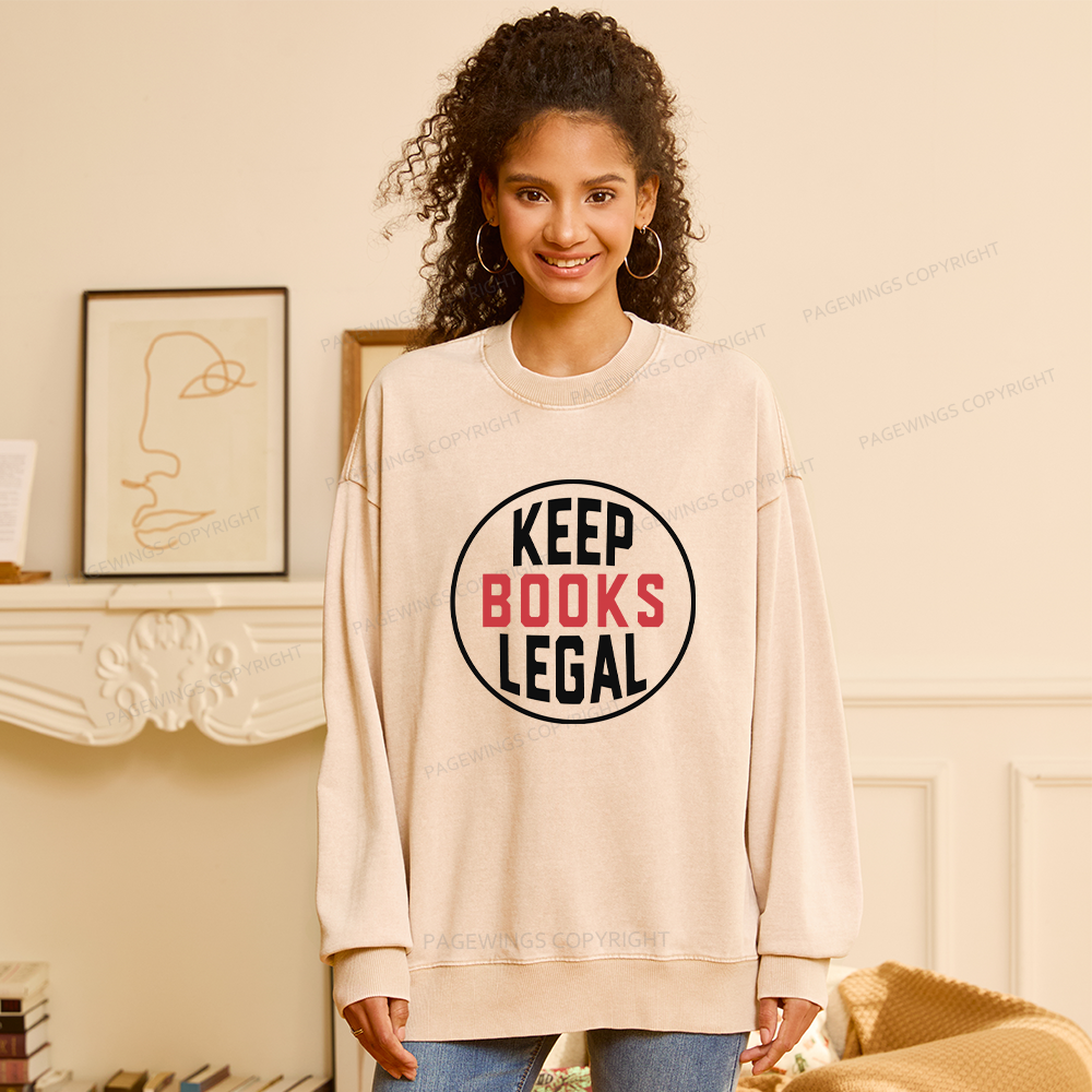 Pagewings Keep Books Legal Unisex Washed Sweatshirt