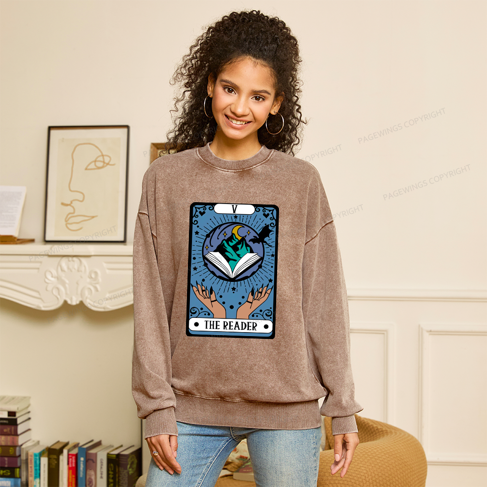 Pagewings The Reader Unisex Washed Sweatshirt