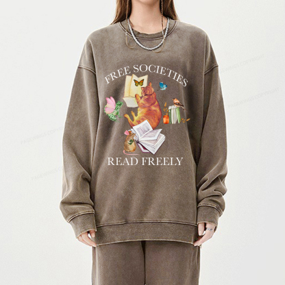 Pagewings Free societies read freely shirt Unisex Washed Sweatshirt