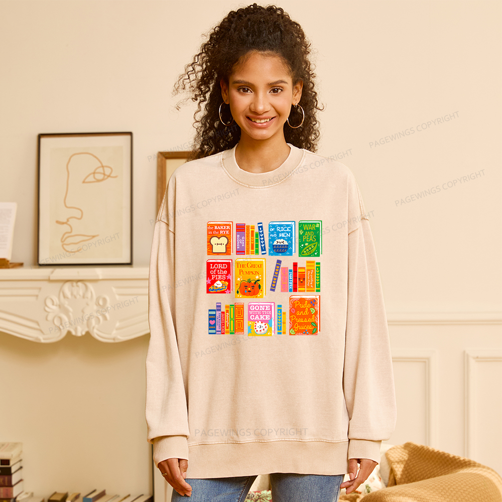 Pagewings Punny Books Unisex Washed Sweatshirt