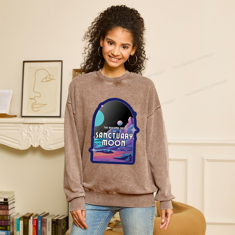 Pagewings Sanctuary Moon Unisex Washed Sweatshirt
