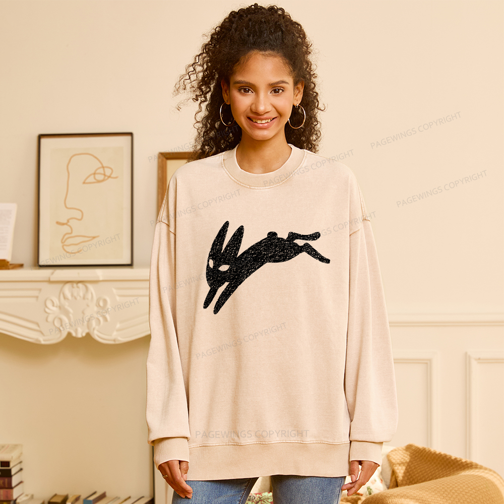 Pagewings Death Bunny Unisex Washed Sweatshirt