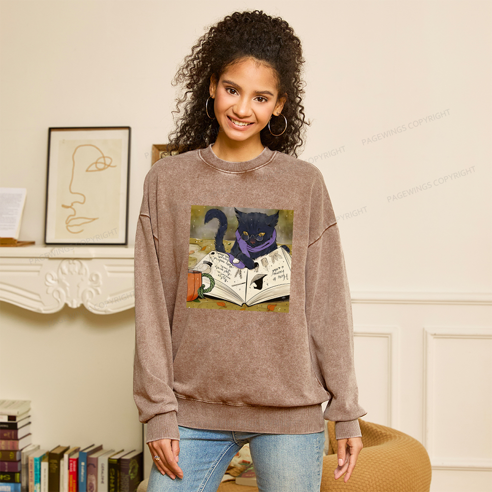 Pagewings Magic Book Lover Unisex Washed Sweatshirt