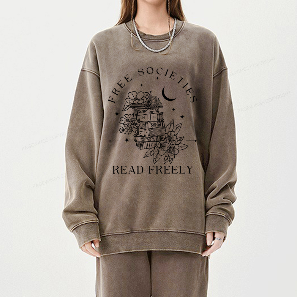 Pagewings Free Societies Read Freely Comfort Colors Shirt Unisex Washed Sweatshirt