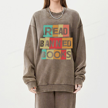 Pagewings Read Banned Books Shirt Unisex Washed Sweatshirt