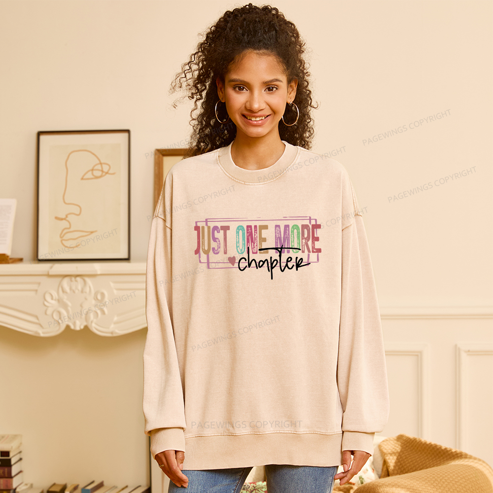 Pagewings Just One More Chapter Unisex Washed Sweatshirt