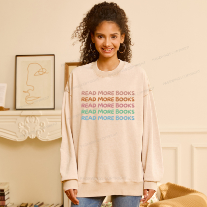 Pagewings Read More Books Unisex Washed Sweatshirt