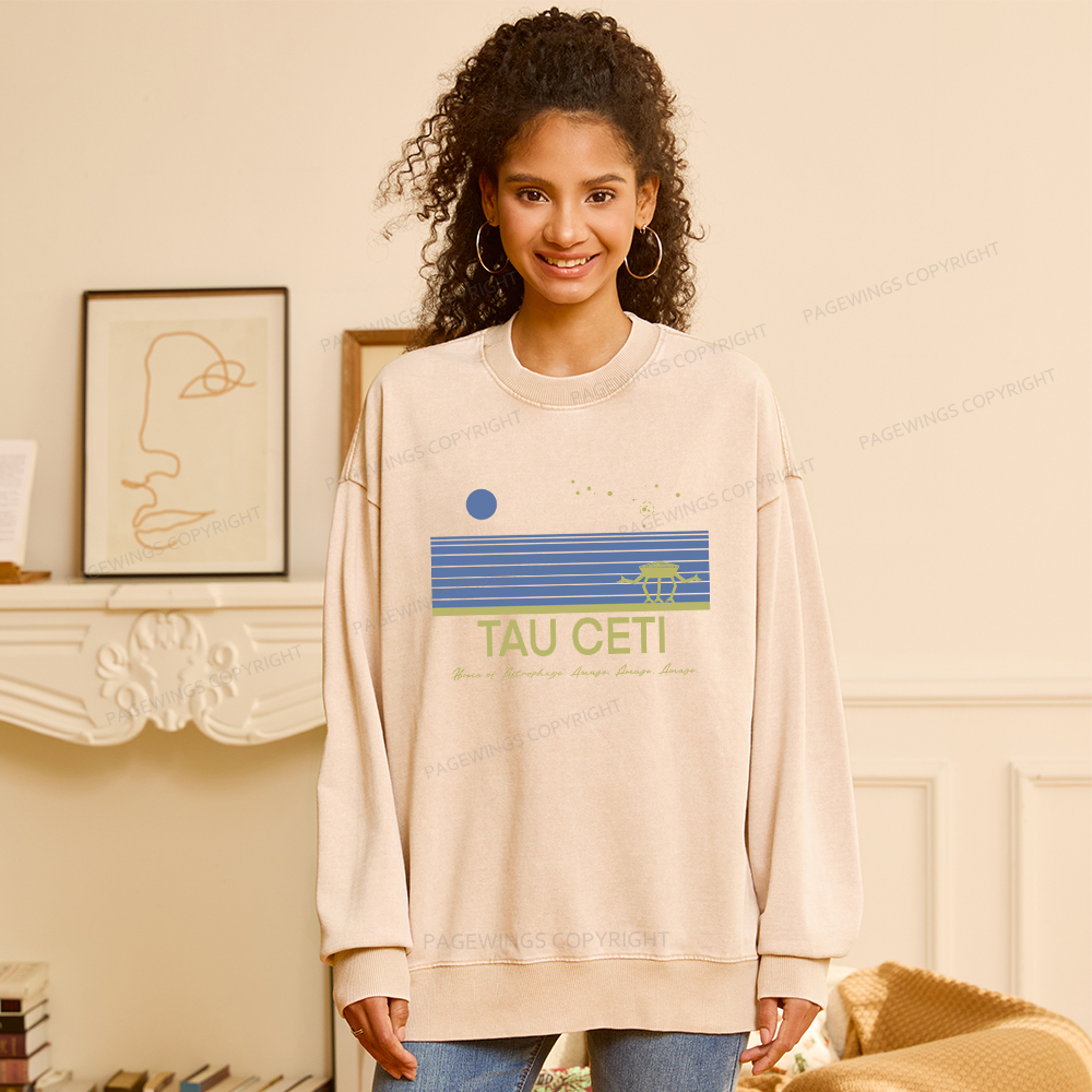 Pagewings Tau Ceti Unisex Washed Sweatshirt