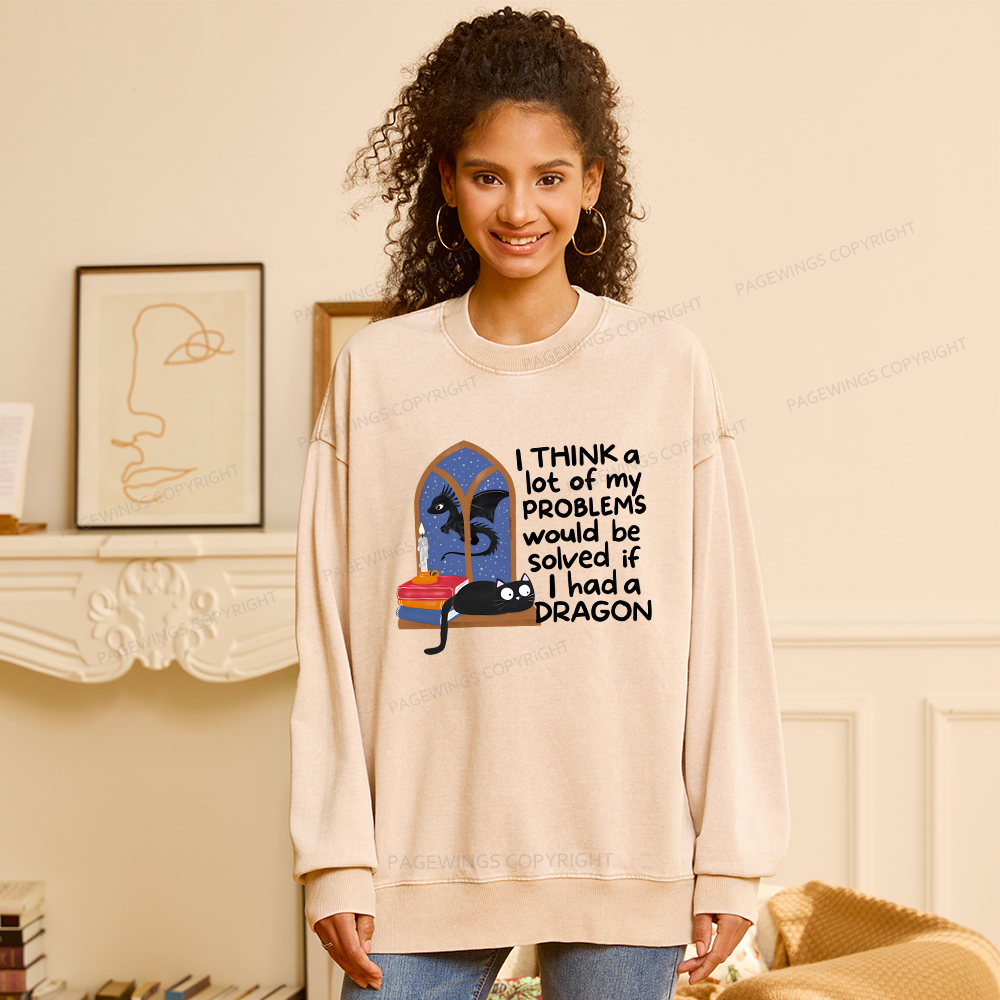 Pagewings If I Had A BookDragon Unisex Washed Sweatshirt