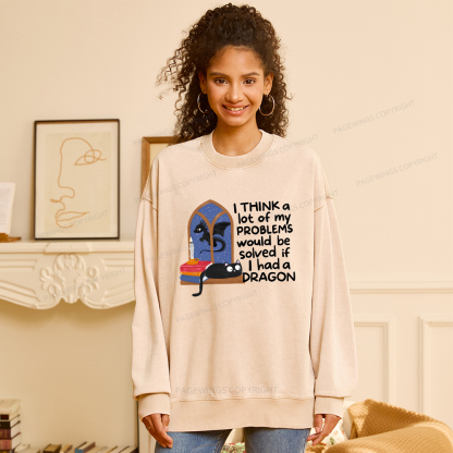 Pagewings If I Had A BookDragon Unisex Washed Sweatshirt