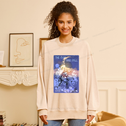 Pagewings The Rise And Fall of Sanctuary Moon Unisex Washed Sweatshirt