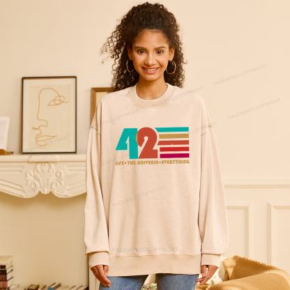 Pagewings The Life The Universe Everything Unisex Washed Sweatshirt