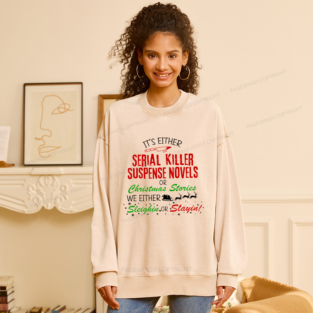 Pagewings Horror Christmas Unisex Washed Sweatshirt